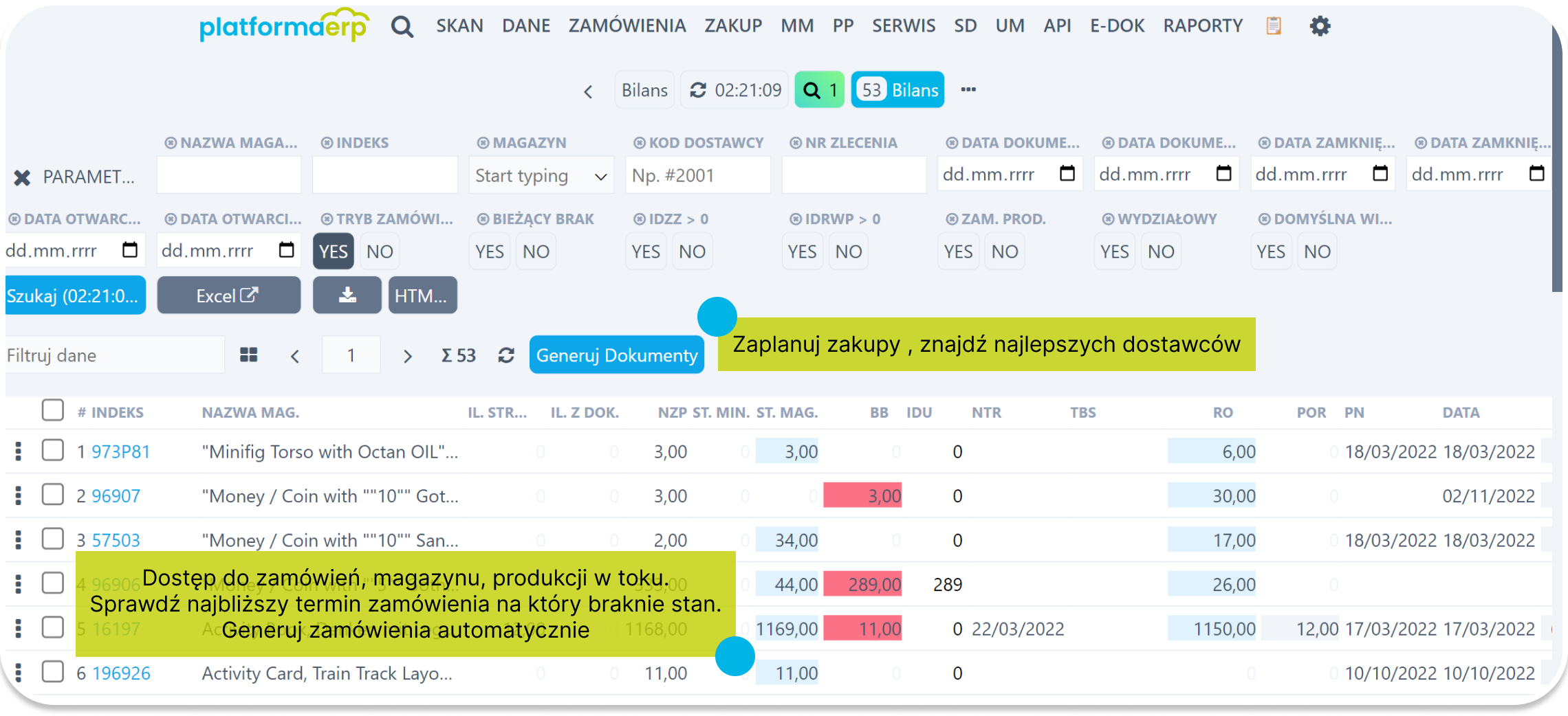 platformaERP - Planowanie zaopatrzenia materiałowego.